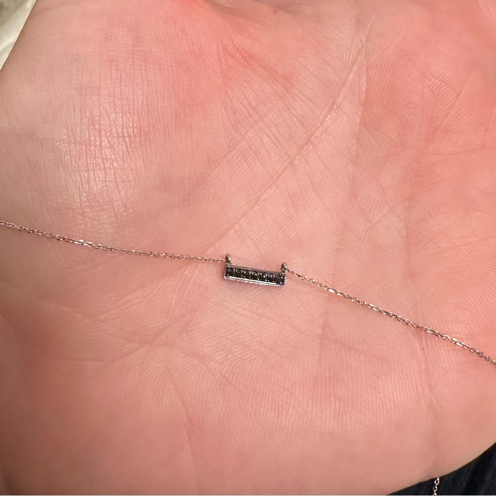 Dana Rebecca white gold black diamond bar necklace